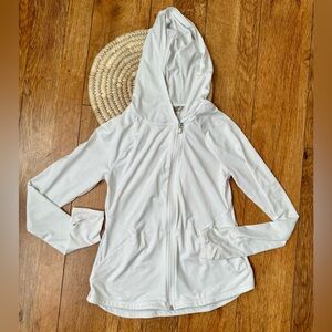 Athleta Women’s White Zip-Up Lightweight Athletic Jacket with Hood